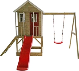 Wendi Toys Kinderspielhaus Alpaka Spielturm Stelzenhaus Baumhaus Holzhaus mit Sandkasten Veranda Schaukel und Rutsche - 1