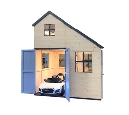 Wendi Toys Kinderspielhaus aus Holz - Villa - 2 Etagen - mit Garage und Schlafgelegenheit - FSC - EU-Produkt - 1