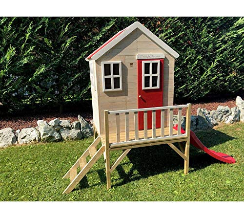 Wendi Toys Kinderspielhaus Kinderhaus Kinder-Gartenhaus Biber Spielturm inkl. Veranda & Rutsche - 2