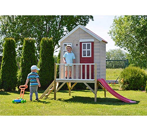 Wendi Toys Kinderspielhaus Kinderhaus Kinder-Gartenhaus Biber Spielturm inkl. Veranda & Rutsche - 3