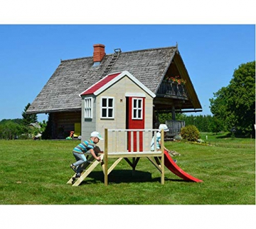 Wendi Toys Kinderspielhaus Kinderhaus Kinder-Gartenhaus Biber Spielturm inkl. Veranda & Rutsche - 4