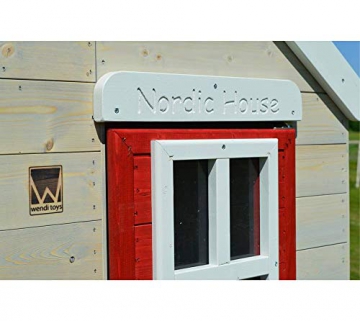 Wendi Toys Kinderspielhaus Kinderhaus Kinder-Gartenhaus Biber Spielturm inkl. Veranda & Rutsche - 6