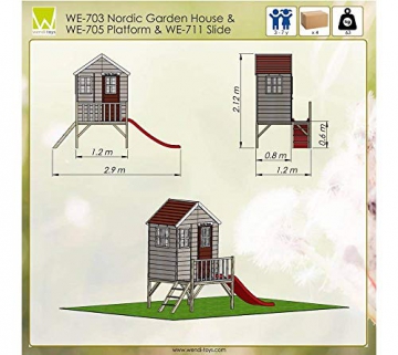 Wendi Toys Kinderspielhaus Kinderhaus Kinder-Gartenhaus Biber Spielturm inkl. Veranda & Rutsche - 8