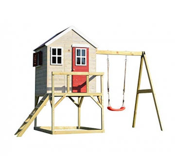 Wendi Toys Kinderspielhaus Zebra Spielturm inkl. Veranda und Schaukelgerüst - 1