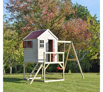 Wendi Toys Kinderspielhaus Zebra Spielturm inkl. Veranda und Schaukelgerüst - 5