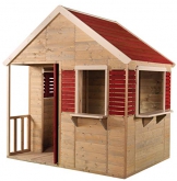 Wendi Toys M12 Summer Villa House WE-732| Rot Kinder Spiel Haus mit voller Tür, Fenster, Jalousien, Veranda, Spielzeug Regal, Fensterläden| Holz Garten Spielhaus - 1