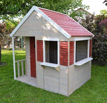 Wendi Toys M12 Summer Villa House WE-732| Rot Kinder Spiel Haus mit voller Tür, Fenster, Jalousien, Veranda, Spielzeug Regal, Fensterläden| Holz Garten Spielhaus - 3