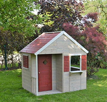 Wendi Toys M12 Summer Villa House WE-732| Rot Kinder Spiel Haus mit voller Tür, Fenster, Jalousien, Veranda, Spielzeug Regal, Fensterläden| Holz Garten Spielhaus - 4
