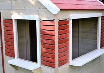 Wendi Toys M12 Summer Villa House WE-732| Rot Kinder Spiel Haus mit voller Tür, Fenster, Jalousien, Veranda, Spielzeug Regal, Fensterläden| Holz Garten Spielhaus - 5