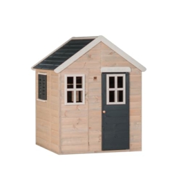 Wendi Toys M18 Holz-Spielhaus, Outdoor-Kinder-Spielhaus, Gartenhaus für Kinder mit Zubehör in Weiß und Grau - 1