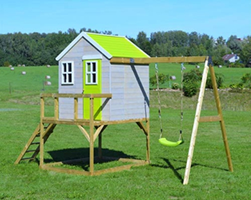 Wendi Toys M23L My Lodge | Kinder Spielhaus aus Holz für den Außenbereich mit einsitzigen Schaukeln, Veranda, Gartenhaus für 3-7 Jahre - 4
