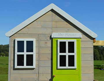 Wendi Toys M23L My Lodge | Kinder Spielhaus aus Holz für den Außenbereich mit einsitzigen Schaukeln, Veranda, Gartenhaus für 3-7 Jahre - 5