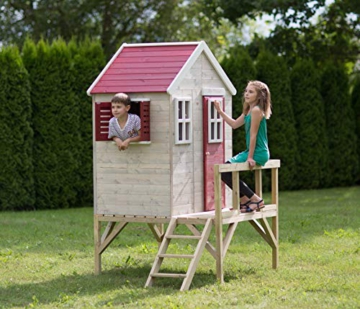 Wendi Toys M25R Kinder Spielhaus | Spielturm mit Veranda 130 x 170 x 212 cm | Rot Holzhaus 3-7 Jahre draussen | Garten Spielzeug für Jungen und Mädchen | Einfache Montage - 5