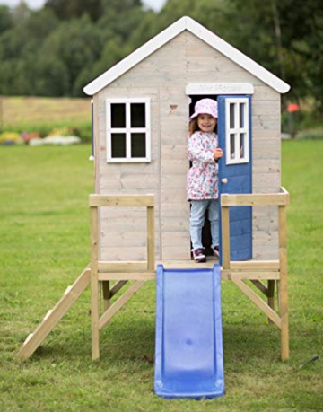 Wendi Toys M26B Spielhaus Kinder | Rot Holz Kinderspielhaus auf 60cm Veranda mit Rutsche | Groß Kinderhaus 260 x 170 x 212 cm | Spielturm mit Rutsche draussen | Outdoor Spielzeug 3-7 Jahre - 7