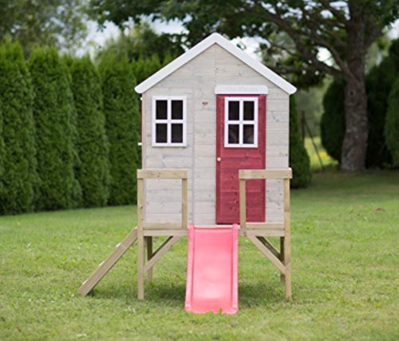 Wendi Toys M26R Kinder Gartenhaus | Spielturm mit Rutsche un Veranda 60 cm | Outdoor Kinder Spielhaus 260 x 170 x 212 cm Rot | Kinderhaus Spielhaus für draussen - 3
