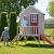 Wendi Toys M4 Nordic Garden House WE-703 + WE-705 + WE-711| Kinderspielhaus auf Plattform mit Rutsche 118 cm| Kinder Holz Spielhaus Gartenhaus mit Fenstern, Leiter, Rutsche, Volltür - 4