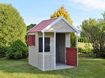 Wendi Toys M5 Kinderspielhaus Holz | Spielhaus Holz | Gartenhaus Kinder mit Tafel und Fensterlädenin in Rot | Spielhaus Kinder | Outdoor Spielzeug ab 3 Jahre - 2