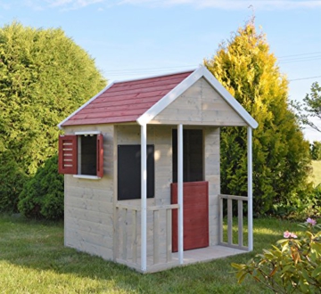 Wendi Toys M5 Kinderspielhaus Holz | Spielhaus Holz | Gartenhaus Kinder mit Tafel und Fensterlädenin in Rot | Spielhaus Kinder | Outdoor Spielzeug ab 3 Jahre - 3