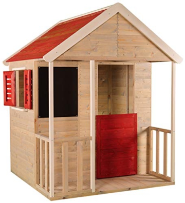Wendi Toys M5 Kinderspielhaus Holz | Spielhaus Holz | Gartenhaus Kinder mit Tafel und Fensterlädenin in Rot | Spielhaus Kinder | Outdoor Spielzeug ab 3 Jahre - 1