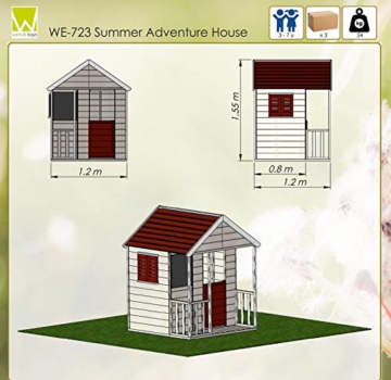 Wendi Toys M5 Kinderspielhaus Holz | Spielhaus Holz | Gartenhaus Kinder mit Tafel und Fensterlädenin in Rot | Spielhaus Kinder | Outdoor Spielzeug ab 3 Jahre - 9