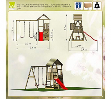 Wendi Toys Spielturm Flamingo Stelzenhaus Kletterturm inkl. Rutsche, Schaukel & Kletterwand - 7