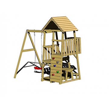 Wendi Toys Spielturm Gorilla Stelzenhaus Kletterturm inkl. Rutsche, Schaukel & Kletterwand - 1