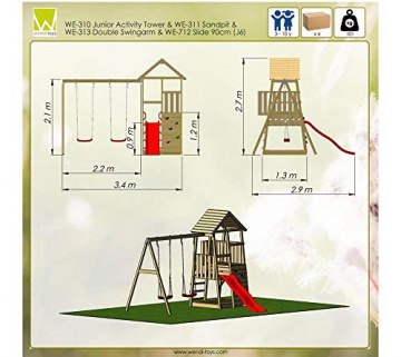 Wendi Toys Spielturm Salamander Stelzenhaus Kletterturm inkl. Rutsche & Kletterwand - 7
