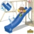 WICKEY Kinderschaukel Schaukelgestell Smart Ace mit blauer Rutsche Schaukel, Schaukelgerüst, Doppelschaukel, Holzschaukel - 6