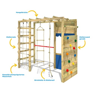 WICKEY Klettergerüst Spielturm Smart Action mit roter Plane, Gartenspielgerät mit Kletterwand & Spiel-Zubehör - 3