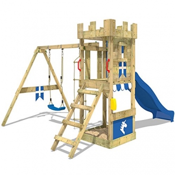 WICKEY Spielburg KnightFlyer Spielturm Kletterturm mit Schaukel, Rutsche, Sandkasten und Kletterleiter - 