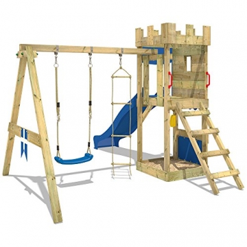 WICKEY Spielburg KnightFlyer Spielturm Kletterturm mit Schaukel, Rutsche, Sandkasten und Kletterleiter - 