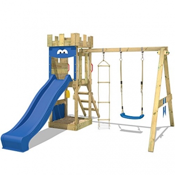 WICKEY Spielburg KnightFlyer Spielturm Kletterturm mit Schaukel, Rutsche, Sandkasten und Kletterleiter - 
