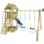 WICKEY Spielturm Captain's Tower+ Kinder-Spielhaus Holz Spielplatz Garten mit Holzdach, Doppelschaukel und blauer Rutsche - 