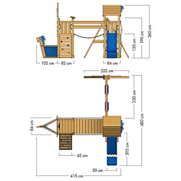 WICKEY Spielturm Klettergerüst GhostFlyer mit Schaukel & blauer Rutsche, Baumhaus mit Sandkasten, Kletterleiter & Spiel-Zubehör - 5
