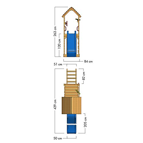 WICKEY Spielturm Klettergerüst JoyFlyer mit Blauer Rutsche, Kletterturm mit Sandkasten, Leiter & Spiel-Zubehör - 5