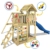 WICKEY Spielturm Klettergerüst MultiFlyer Holzdach mit Schaukel & violetter Rutsche, Kletterturm mit Holzdach, Sandkasten, Leiter & Spiel-Zubehör - 3