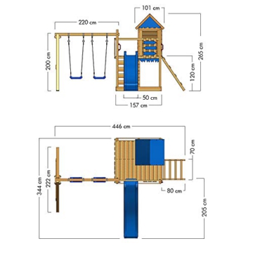 WICKEY Spielturm Klettergerüst Smart Cave mit Schaukel & blauer Rutsche, Baumhaus mit Sandkasten, Kletterleiter & Spiel-Zubehör - 5