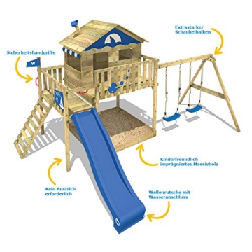 WICKEY Spielturm Klettergerüst Smart Coast mit Schaukel & grüner Rutsche, Stelzenhaus mit großem Sandkasten - 7