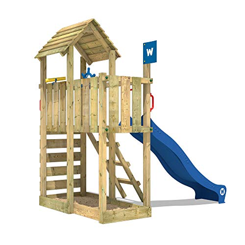 WICKEY Spielturm Klettergerüst Smart Flash mit blauer Rutsche, Kletterturm mit Sandkasten, Leiter & Spiel-Zubehör - 4