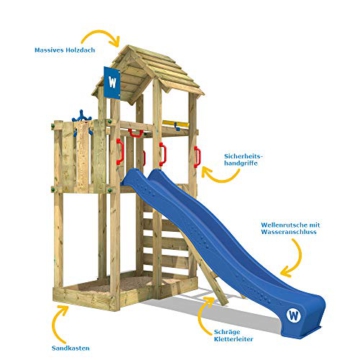 WICKEY Spielturm Klettergerüst Smart Flash mit blauer Rutsche, Kletterturm mit Sandkasten, Leiter & Spiel-Zubehör - 2
