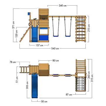 WICKEY Spielturm Klettergerüst Smart Port mit Schaukel & blauer Rutsche, Kletterturm mit Sandkasten, Leiter & Spiel-Zubehör - 7