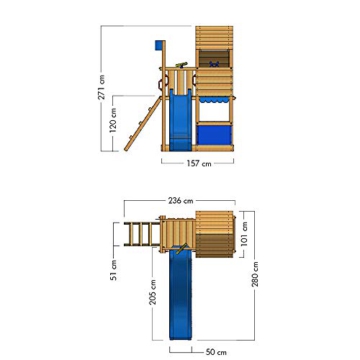 WICKEY Spielturm Klettergerüst Smart Sparrow mit blauer Rutsche, Kletterturm mit Sandkasten, Leiter & Spiel-Zubehör - 5