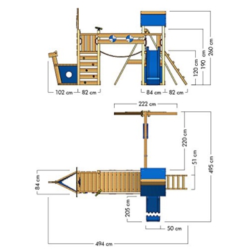 WICKEY Spielturm Klettergerüst StormFlyer mit Schaukel & blauer Rutsche, Baumhaus mit Sandkasten, Kletterleiter & Spiel-Zubehör - 5