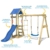 WICKEY Spielturm Klettergerüst TinyCabin mit Schaukel & roter Rutsche, Kletterturm mit Sandkasten, Leiter & Spiel-Zubehör - 2