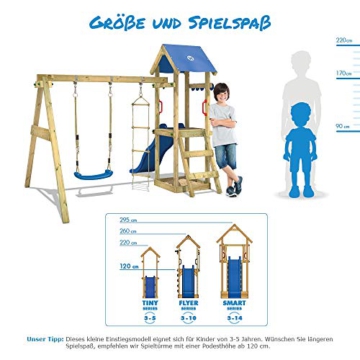 WICKEY Spielturm Klettergerüst TinyWave mit Schaukel & grüner Rutsche, Kletterturm mit Sandkasten, Leiter & Spiel-Zubehör - 4