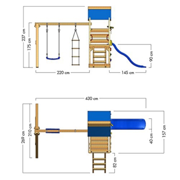 WICKEY Spielturm Klettergerüst TurboFlyer mit Schaukel & blauer Rutsche, Kletterturm mit Sandkasten, Leiter & Spiel-Zubehör - 5