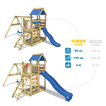 WICKEY Spielturm Klettergerüst TurboFlyer mit Schaukel & roter Rutsche, Kletterturm mit Sandkasten, Leiter & Spiel-Zubehör - 4