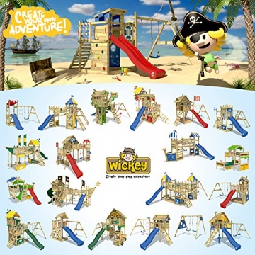 WICKEY Spielturm 'MultiFlyer' Klettergerüst mit blauer Rutsche und oranger Plane - 6