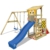 WICKEY Spielturm Smart Scoop Kletterturm Klettergerüst mit Rutsche, doppelter Schaukel, Kletterwand und Sandkasten, blaue Rutsche + gelb-rote Plane - 1