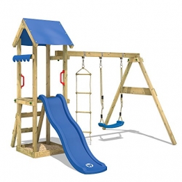 WICKEY Spielturm TinyCabin Kletterturm Spielplatz mit Schaukel und Rutsche, Sandkasten und Strickleiter - 1